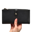 Large Slim Ladies Leather Wallet (17 card slots) | black