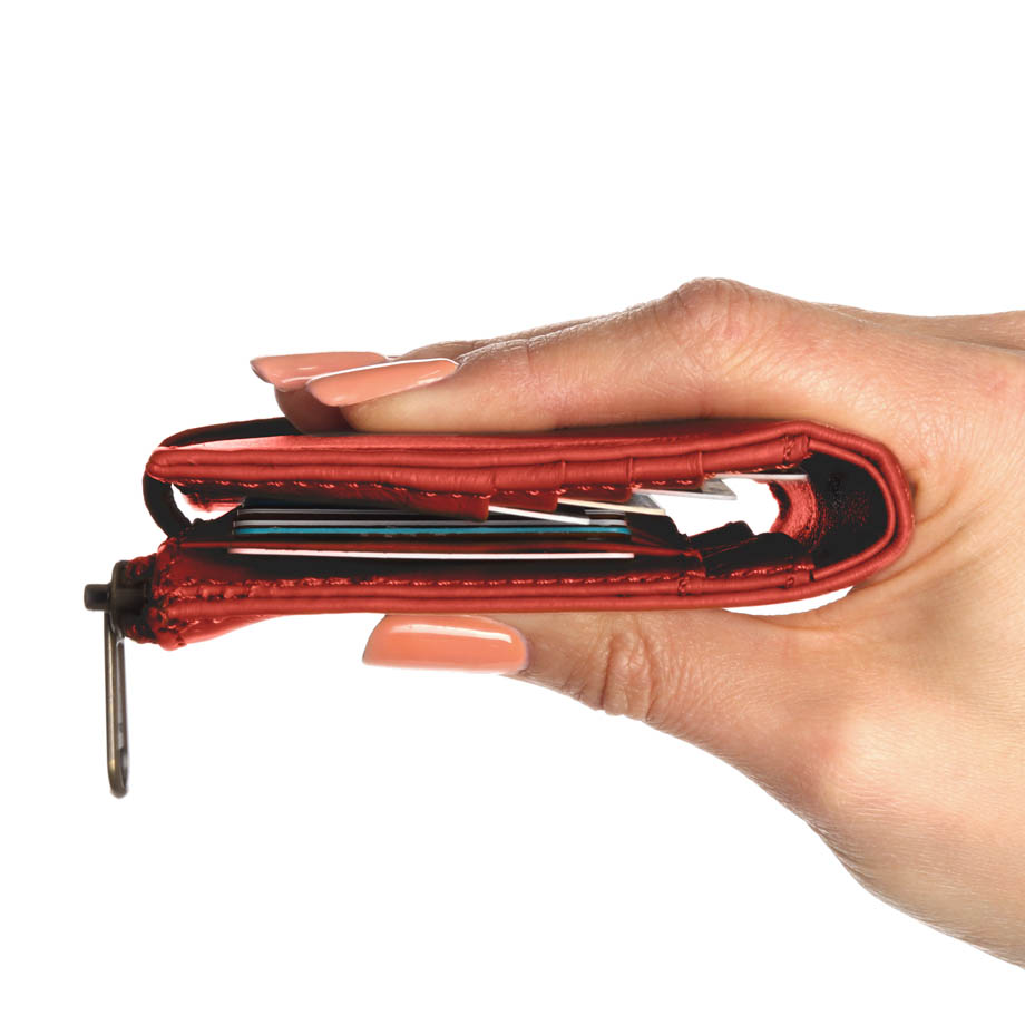 Large Slim Ladies Leather Wallet (17 card slots) | red