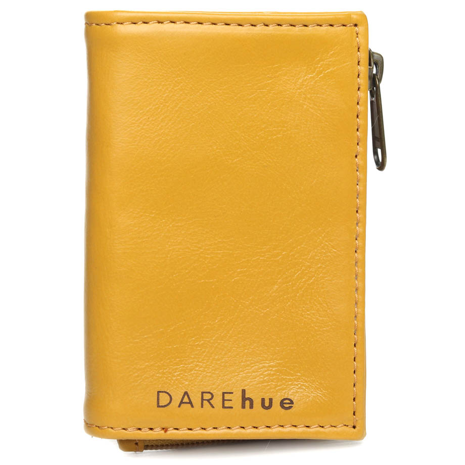 Small Slim Ladies Leather Wallet (8 card slots) | mustard yellow