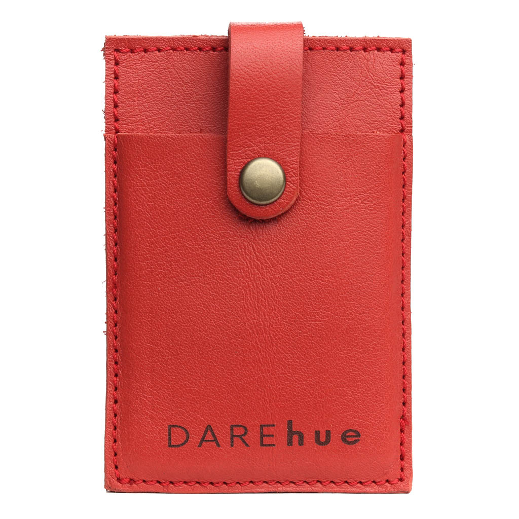 Stick-On Leather Phone Card Holder | red