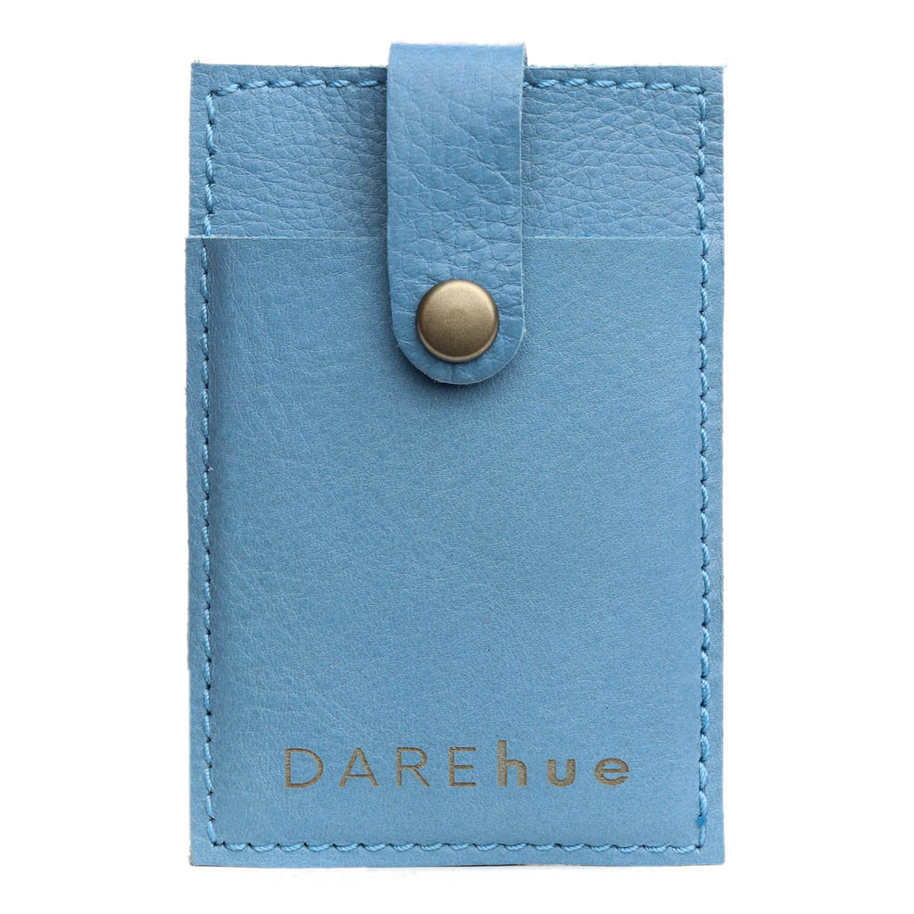 Stick-On Leather Phone Card Holder | sky blue