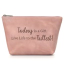 Inspirational  Leather Makeup Bag | rose pink