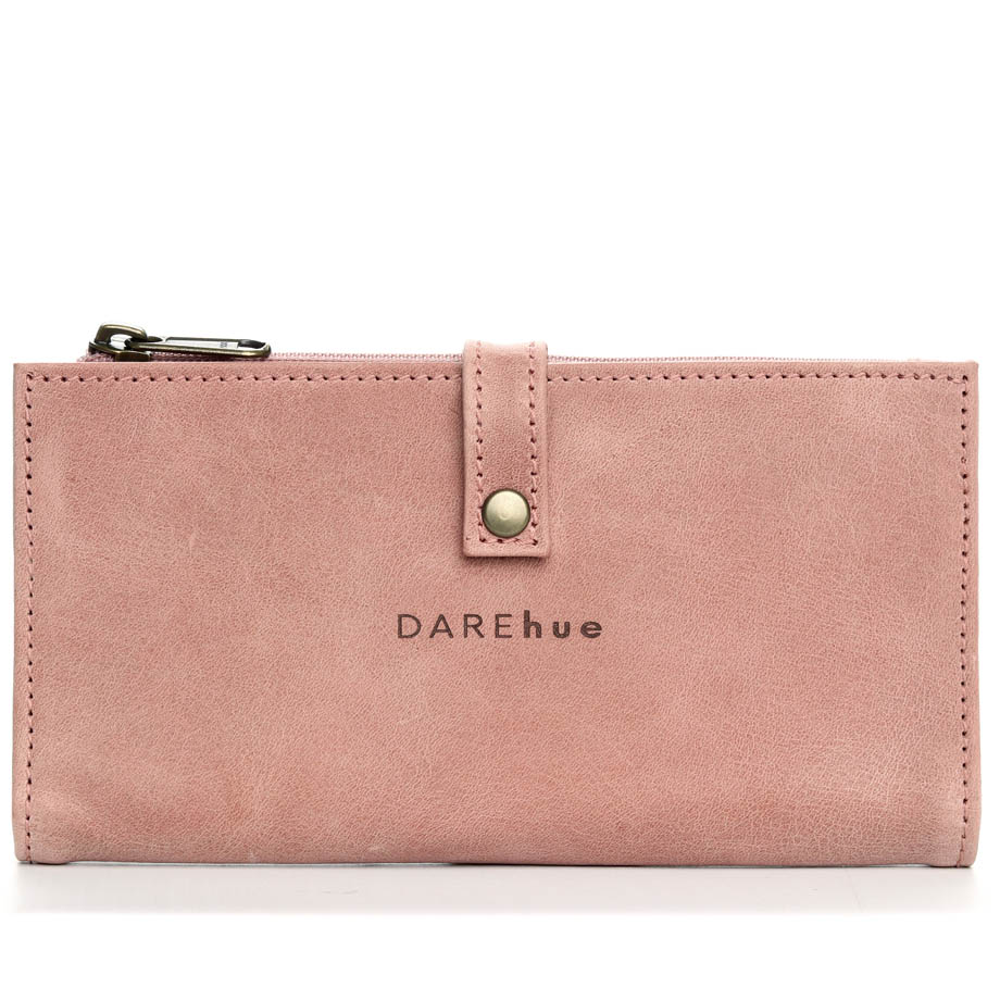 Large Slim Ladies Leather Wallet (17 card slots) | rose pink