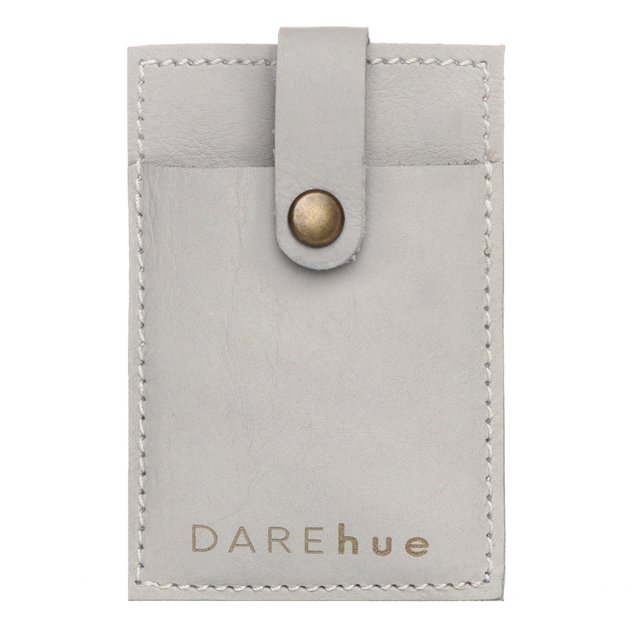 Stick-On Leather Phone Card Holder | light grey