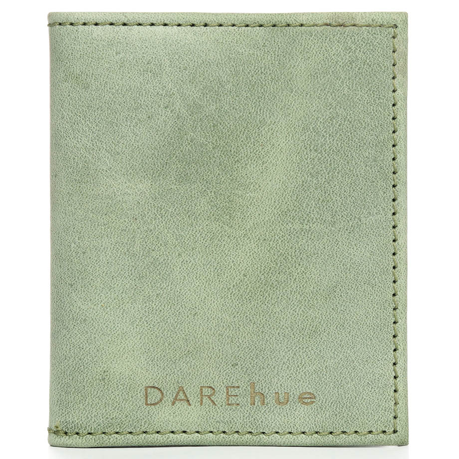 Slim Leather Bifold Card Holder - mint green