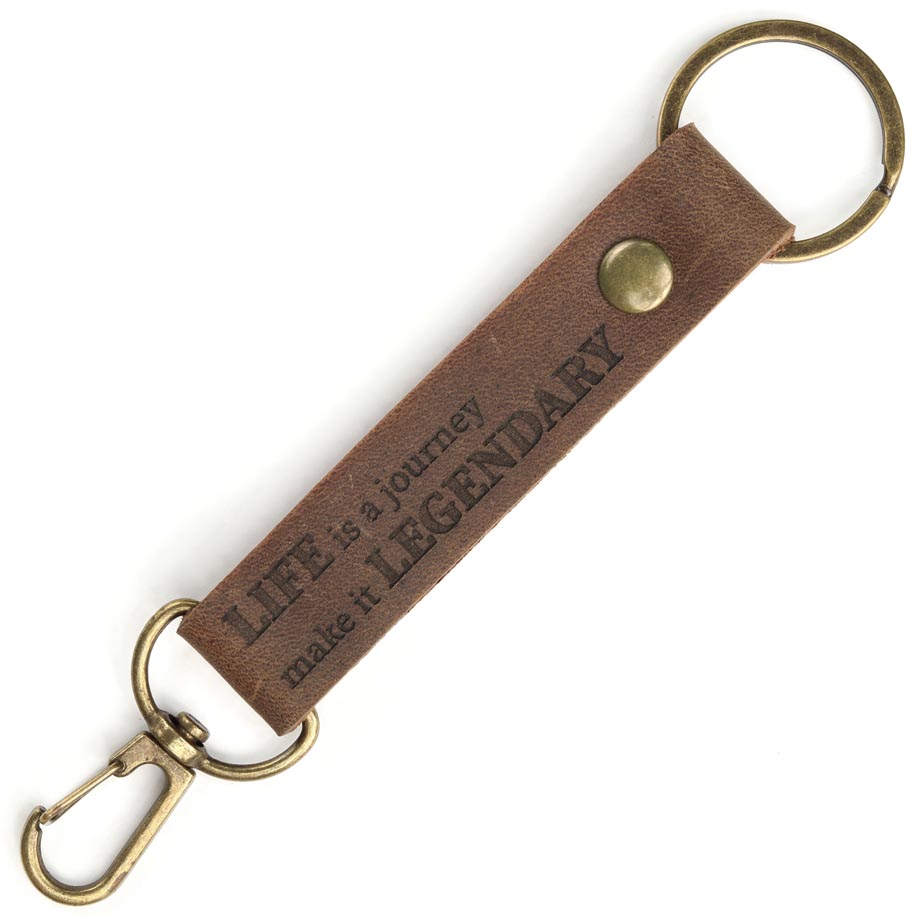 Genuine Leather Keyring with Inspirational Quote