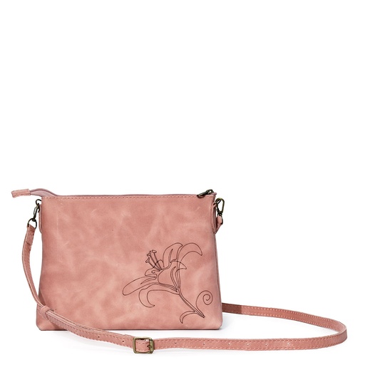 [b-sling-lil-ess-ros-pink] Lily Essence (medium) Sling-Clutch Bag | genuine full grain bovine leather