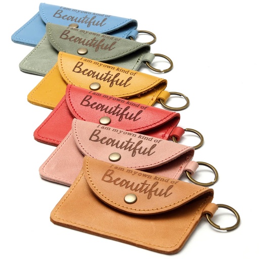 Inspirational Card Holder Keyring | genuine full grain bovine leather