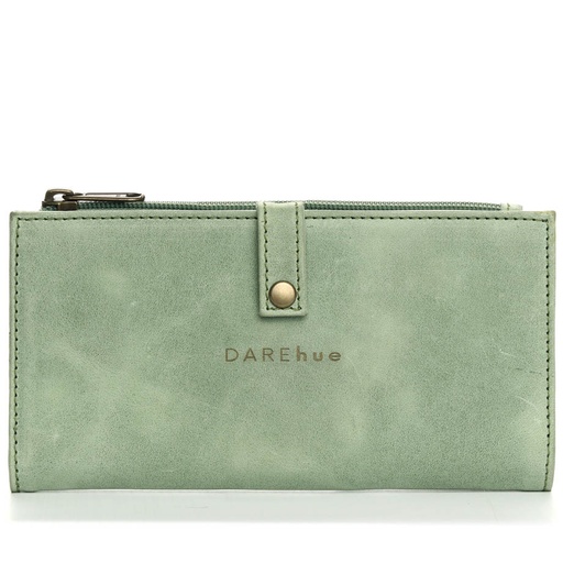 [w-lrg-slim-mint-gre] Large Slim Ladies Leather Wallet (17 card slots) | mint green