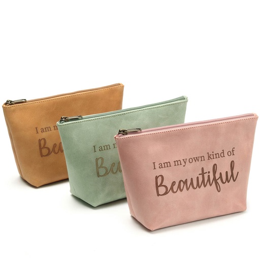 Inspirational Makeup Bag | genuine full grain bovine leather